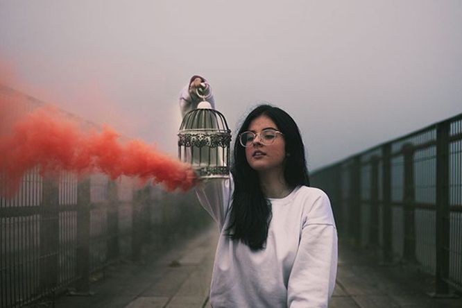 Girl with Smoke Lantern