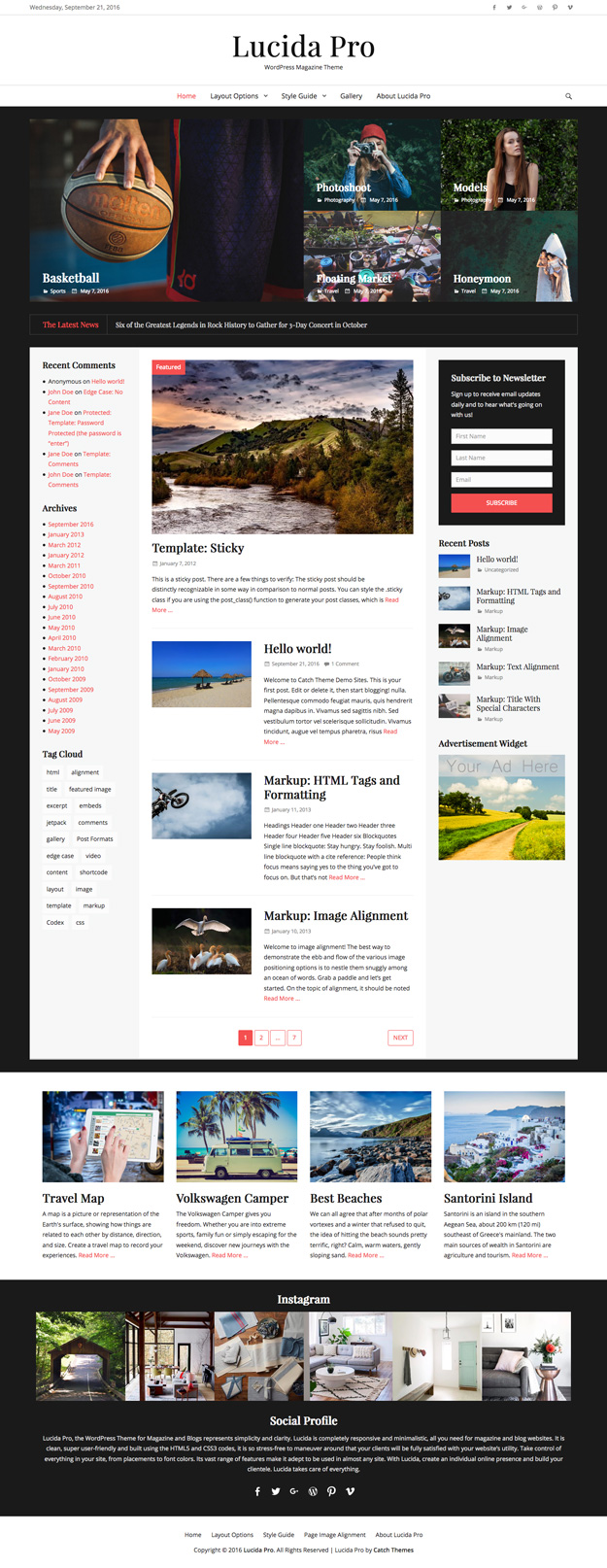 Lucida Pro, the WordPress Theme for Magazine and Blogs represents simplicity and clarity