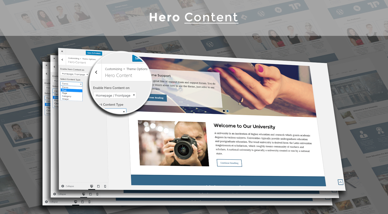 Clean Education Pro - Education WordPress theme - Hero Content Design Screenshot