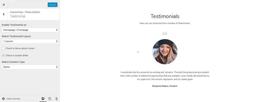 Testimonials Showcase Screenshot