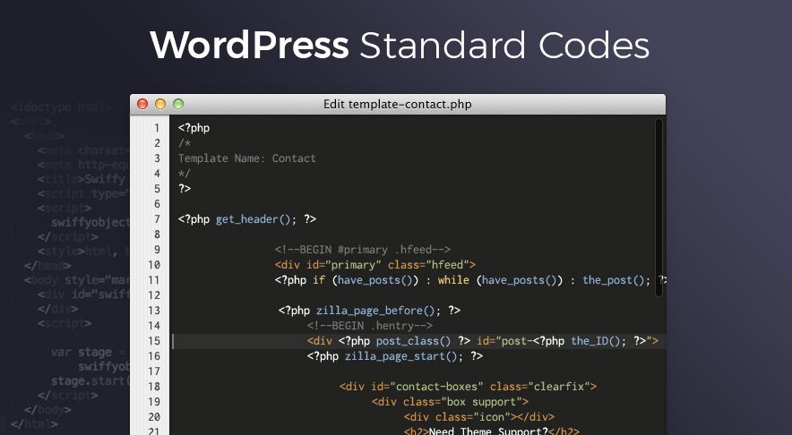 WordPress Standard Codes Screenshot