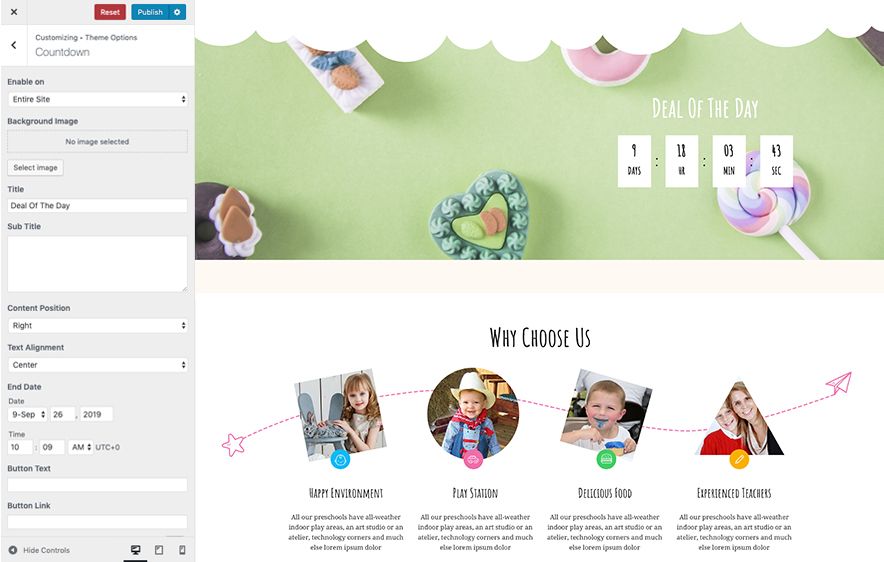 Kids Camp Pro - Education WordPress Theme - Countdown Design