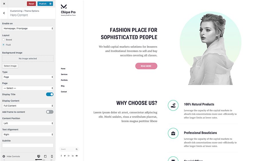 Hero Content Module in Chique Pro Premium Fashion WordPress Theme