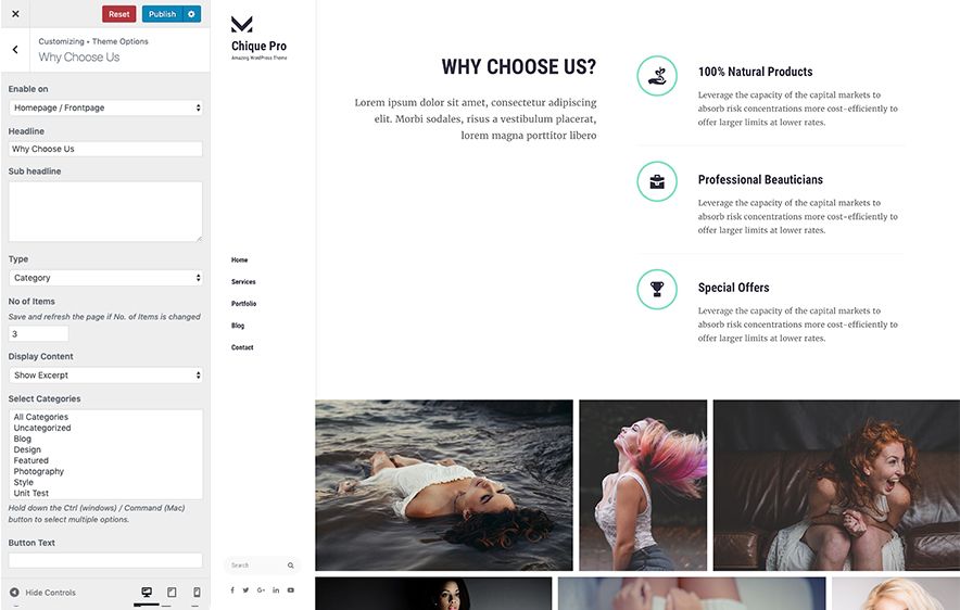 Why Choose Us Module in Chique Pro Premium Fashion WordPress Theme