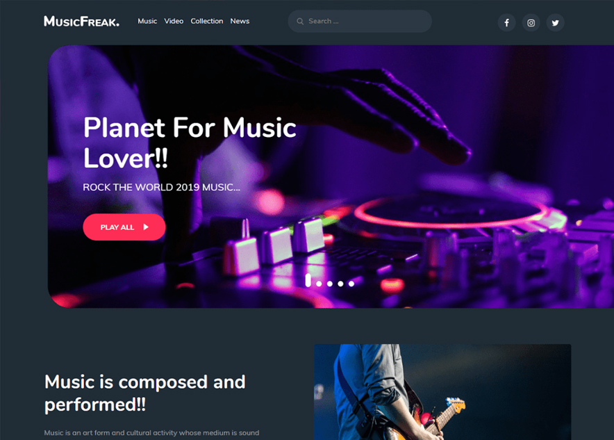 Music Freak - 10+ Best Free Music WordPress Themes