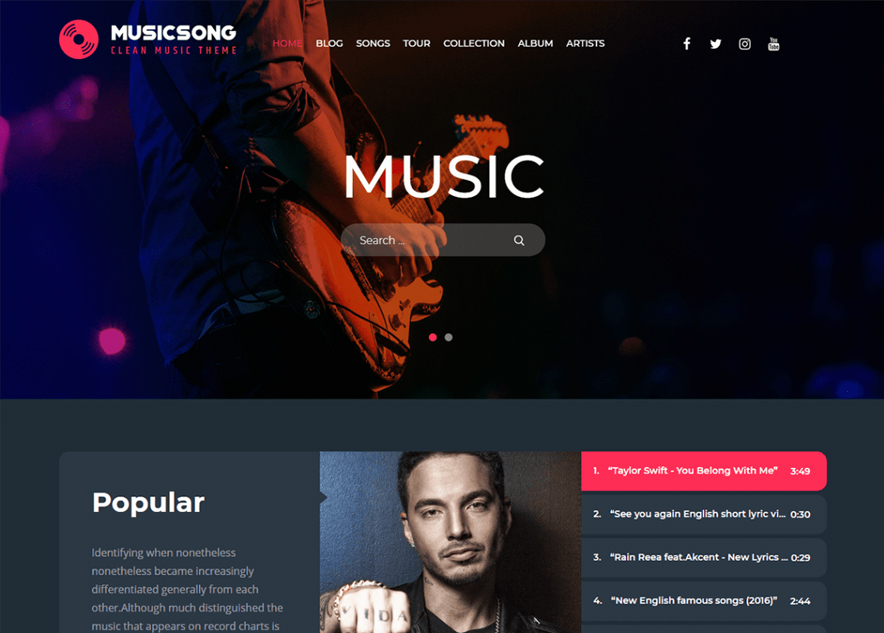 Music Song - 10+ Best Free Music WordPress Themes