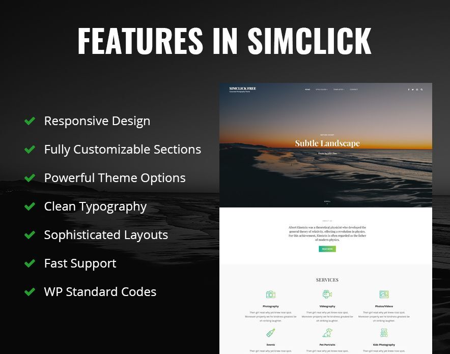 Features in SimClick Theme