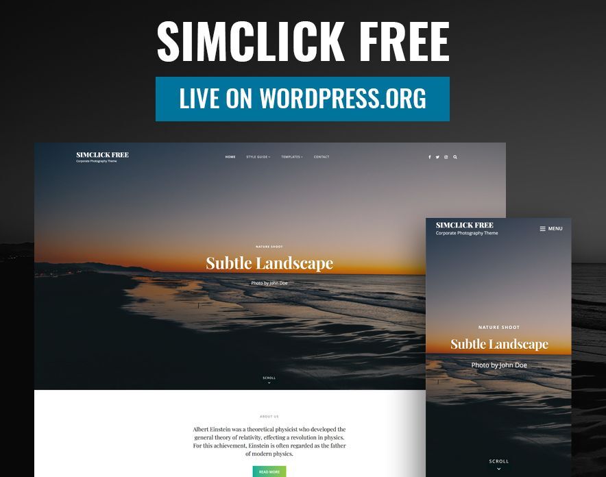 SimClick Free Photography WordPress Theme is now live on WordPress.org
