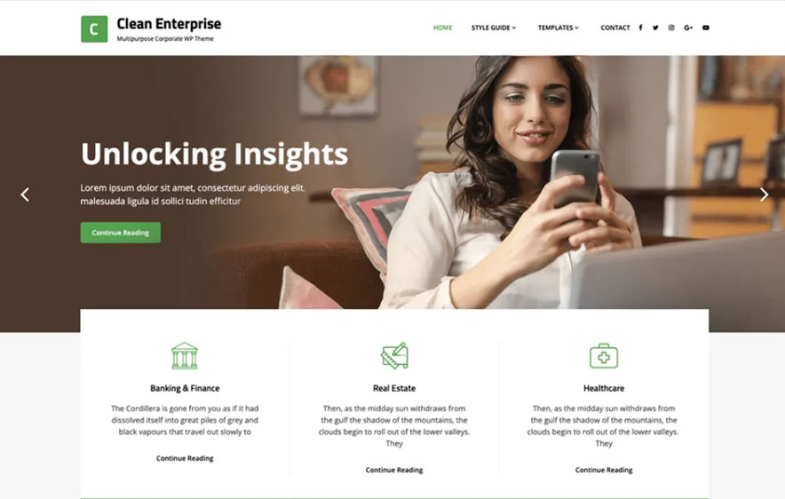 Clean Enterprise -40+ Best Free Business WordPress Themes for 2020 