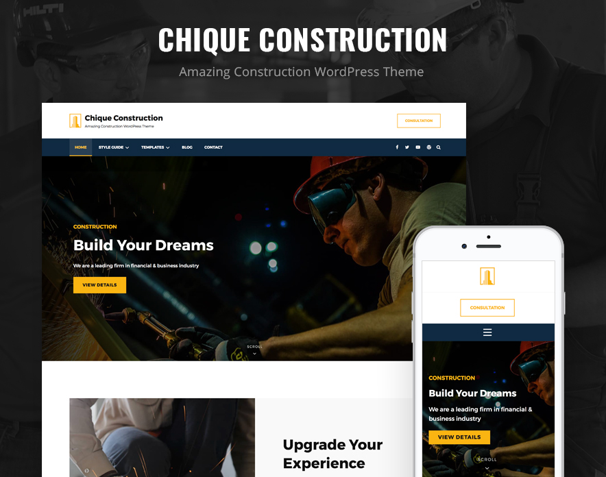 Chique construction - construction wordpress theme