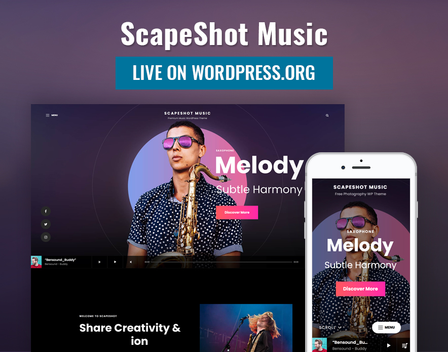 ScapeShot Music Now Live on WordPress.org main image