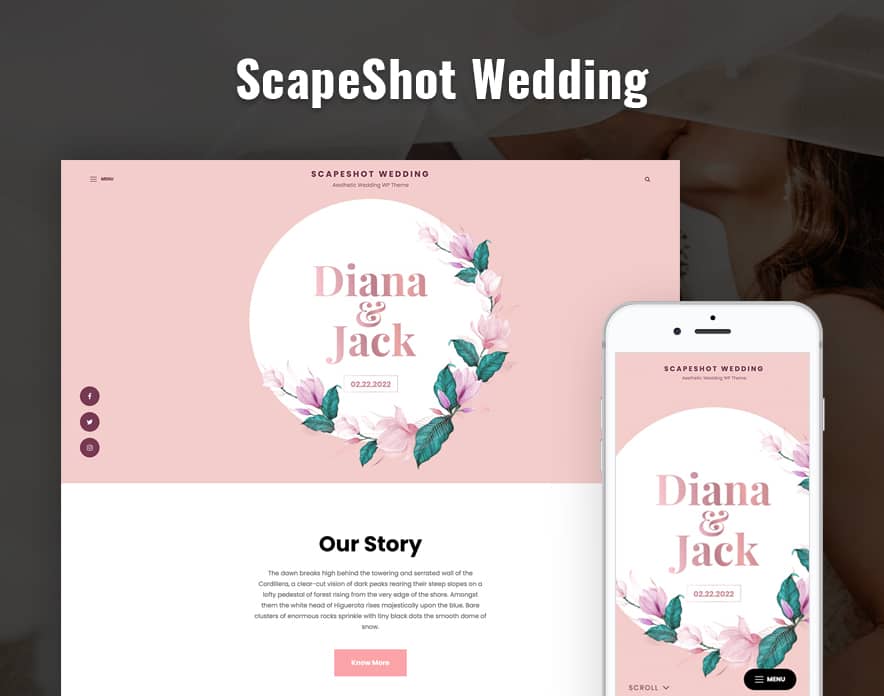 ScapeShot Wedding - Wedding WordPress Theme main image