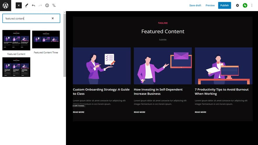 featured-content in fse pro