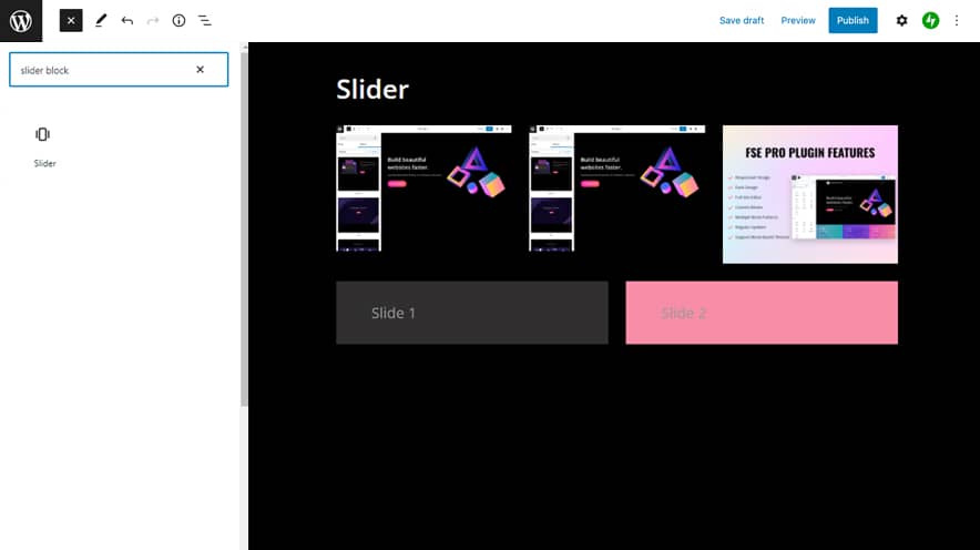 Slider block in fse pro