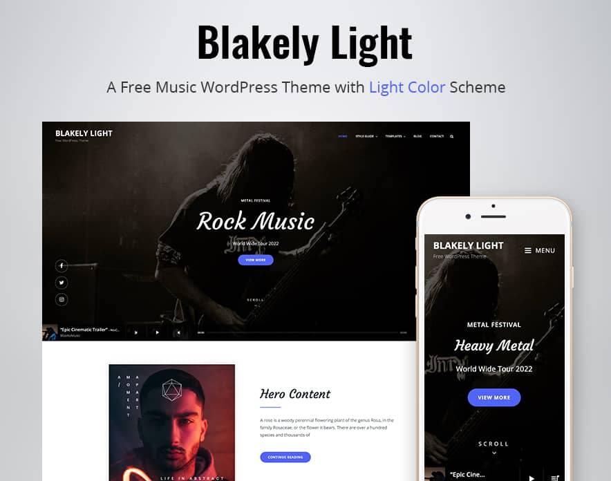 Blakely Light - Light Music WordPress Theme main image