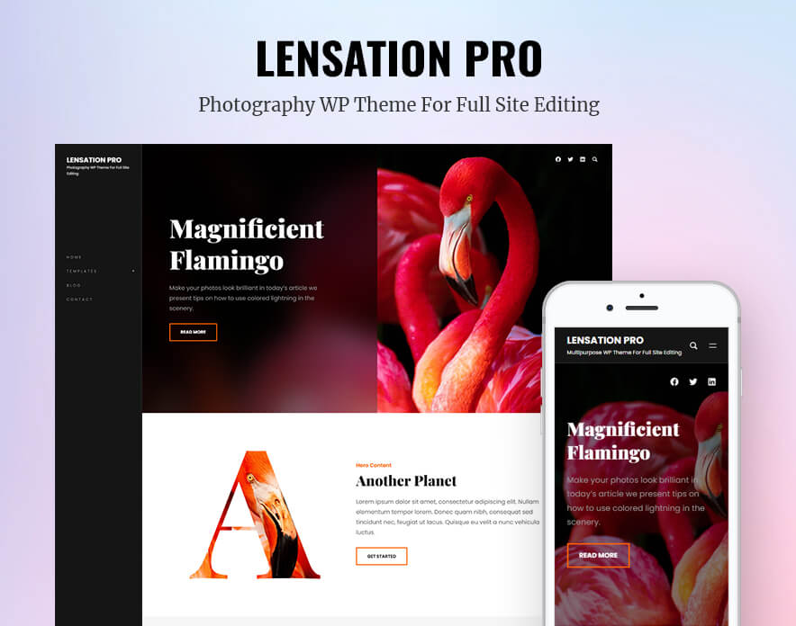 Lensation Pro - Photograpghy WordPress Block Theme Main Image
