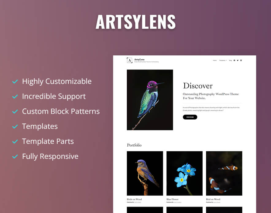 ArtsyLens Theme Now Live on WordPress.org Features