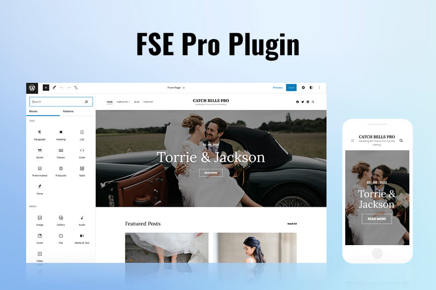 Catch Bells Pro – Wedding WordPress Block Theme FSE Pro Plugin