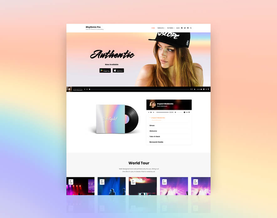 Rhythmic Pro - Music WordPress Block Theme For Full Site Editing Demo Image