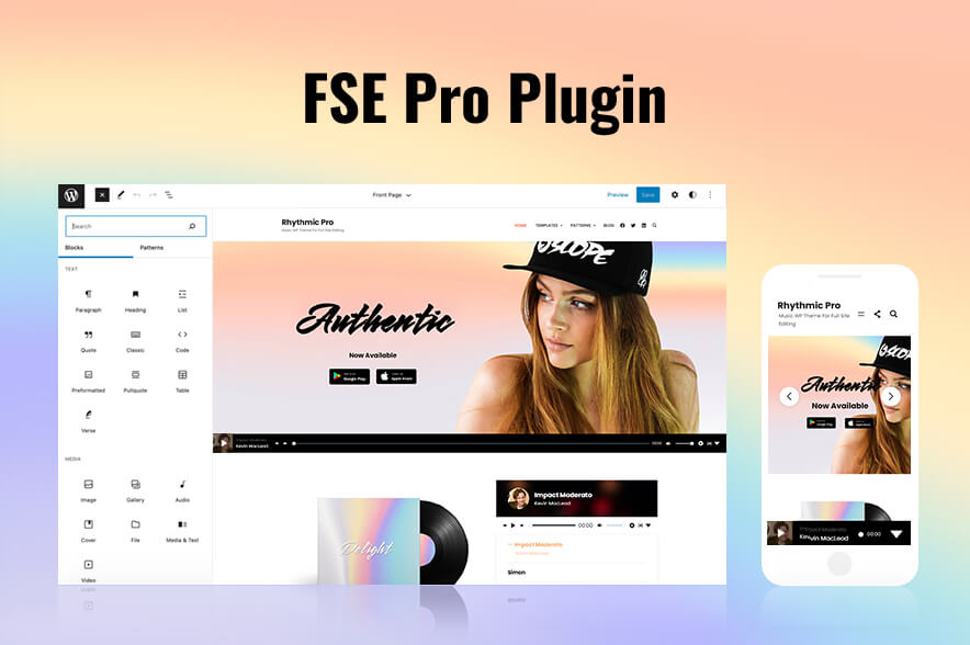 FSE Pro PLugin - Rhythmic Pro - Music WordPress Block Theme For Full Site Editing