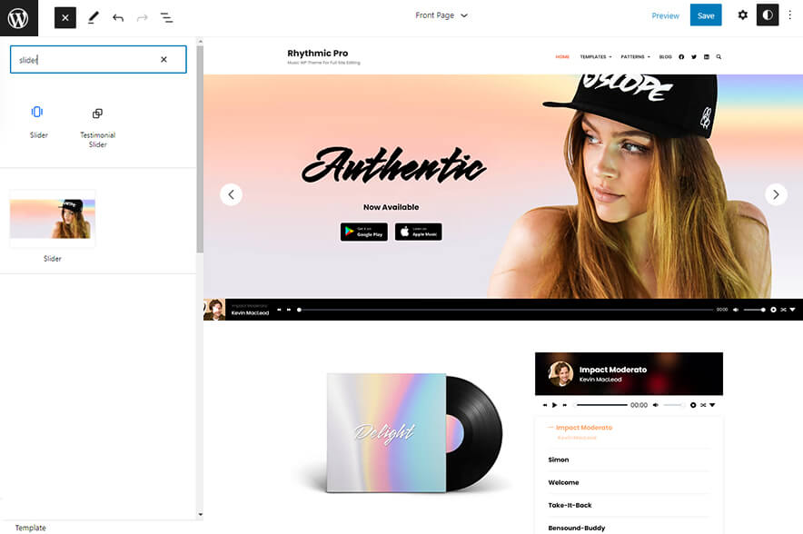 Rhythmic Pro - Music WordPress Block Theme For Full Site Editing Slider Image