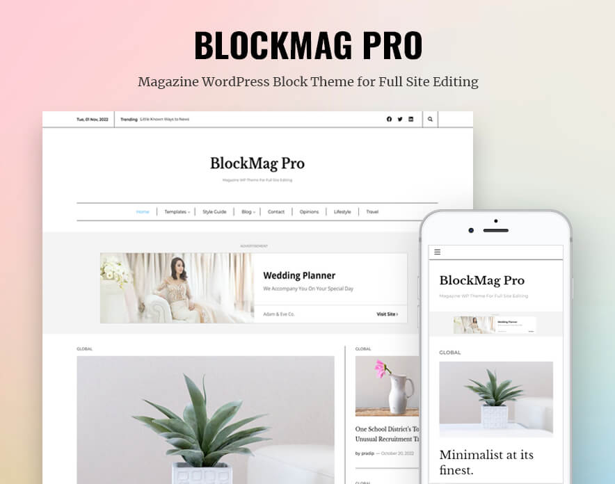 BlockMag Pro - Magazine WordPress Block Theme For Full Site Editing Main Image