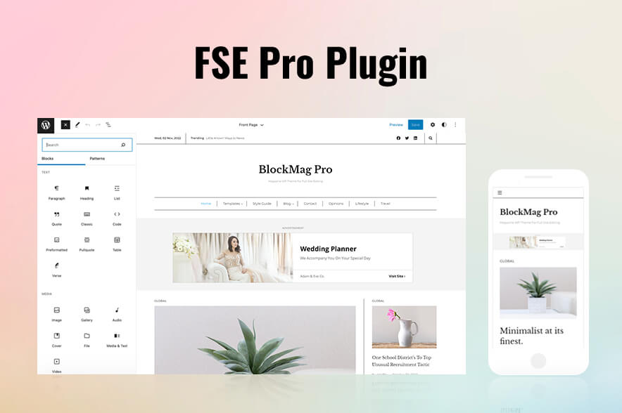 FSE Pro Plugin - BlockMag Pro Magazine WordPress Block Theme For Full Site Editing