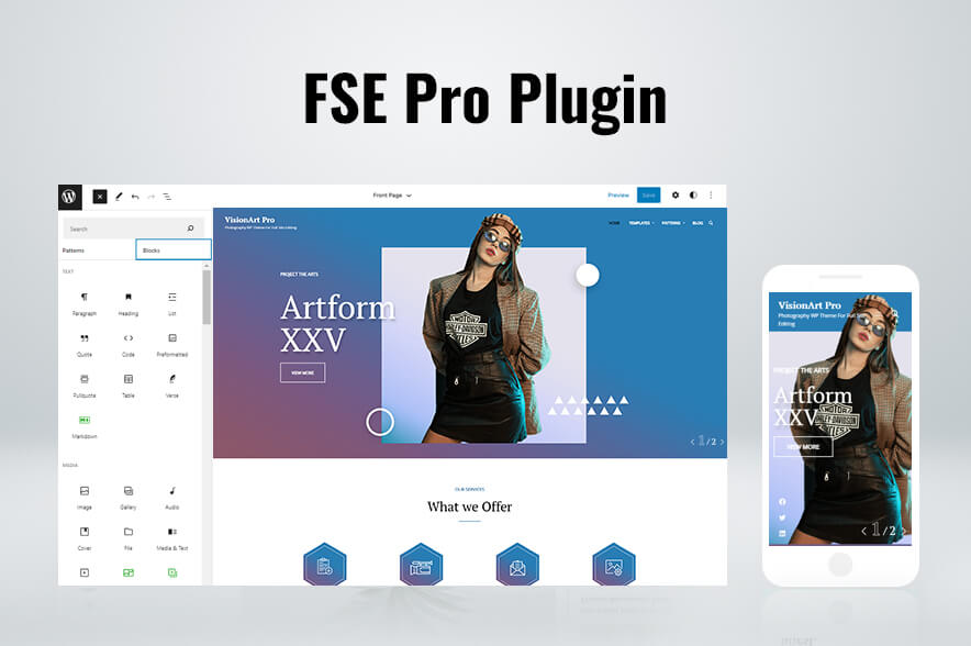 VisionArt Pro - Photography WordPress Block Theme FSE Pro Plugin