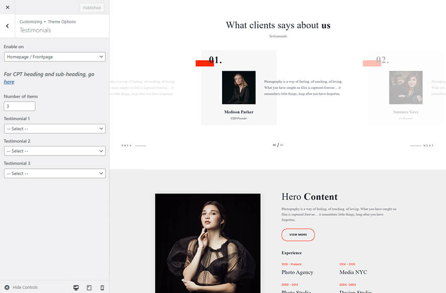 Darcie Light - Photography WordPress Theme Testimonials