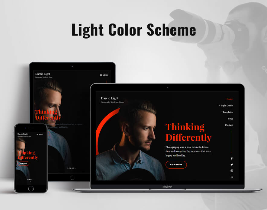 Darcie Light - Photography WordPress Theme Light Color Scheme