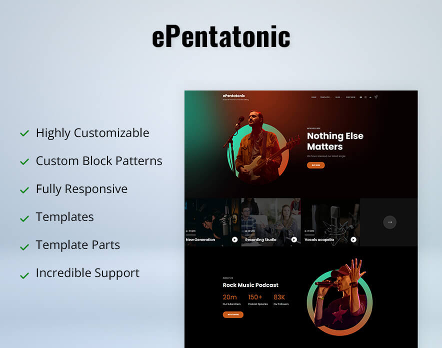 ePentatonic - Music Block Theme For WooCommerce Features