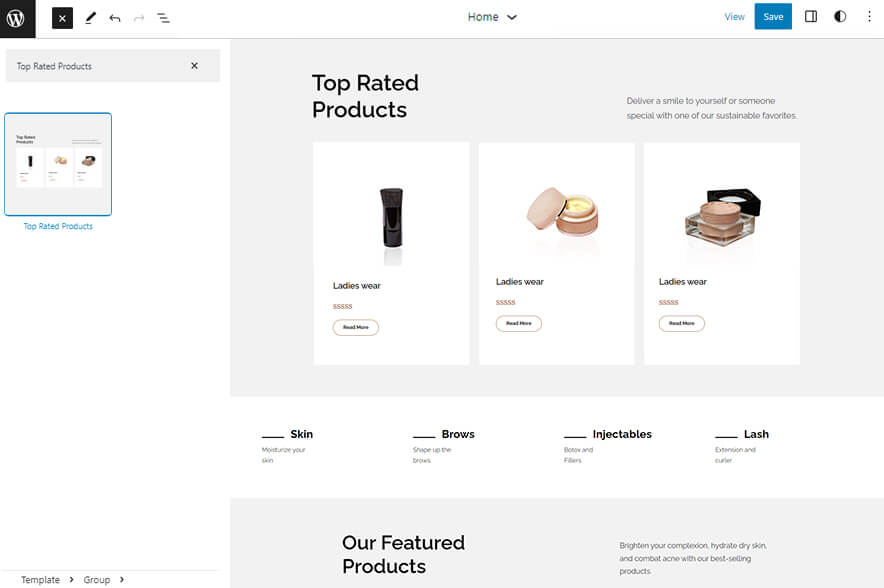 Skincues - eCommerce WordPress Block Theme Top Rated Products