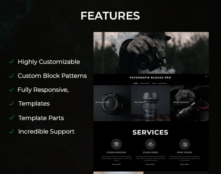 WordPress Block Theme for Photographers - Fotografie Blocks Pro