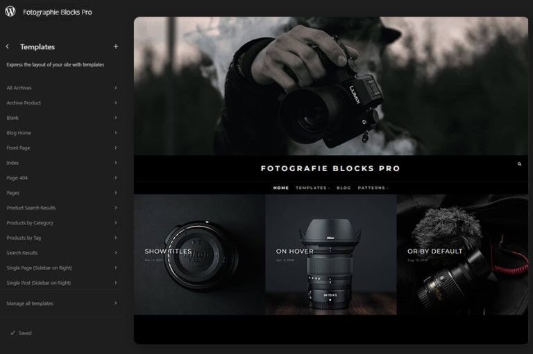 WordPress Block Theme for Photographers - Fotografie Blocks Pro