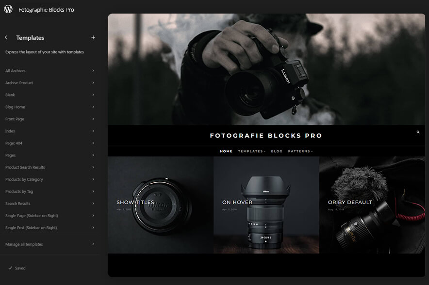 Fotografie Blocks Pro - Photography WordPress Block Theme Templates
