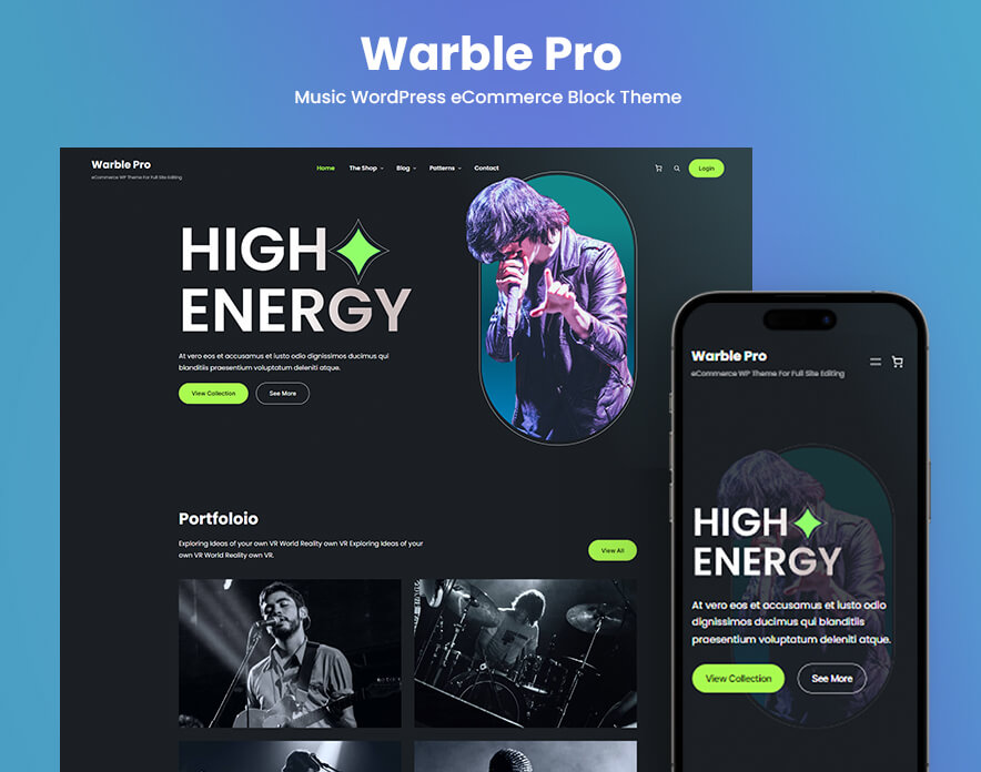 Warble Pro - Music WordPress eCommerce Block Theme Main