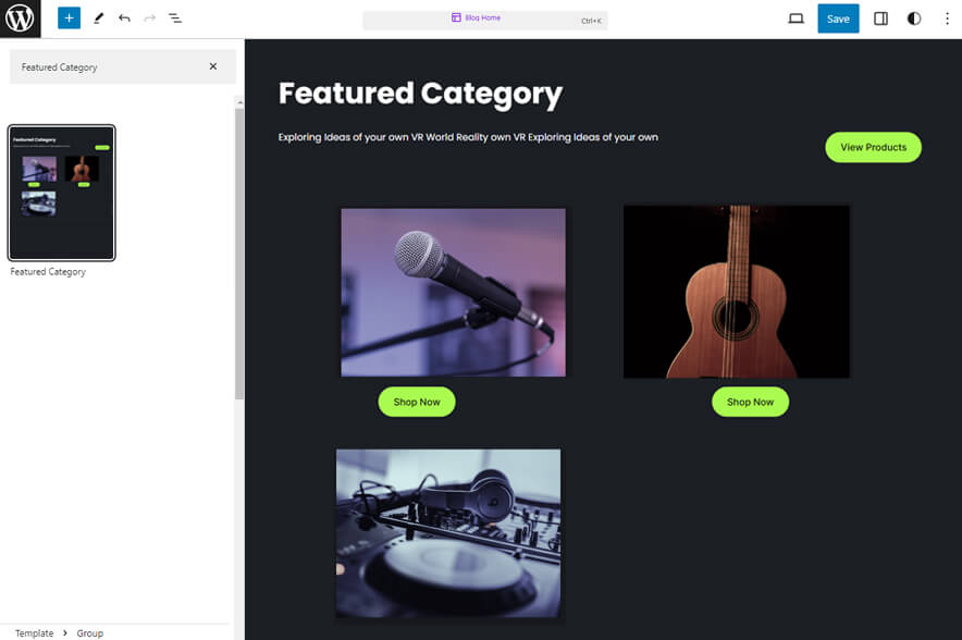Warble - Music WordPress eCommerce Block Theme Featured Category