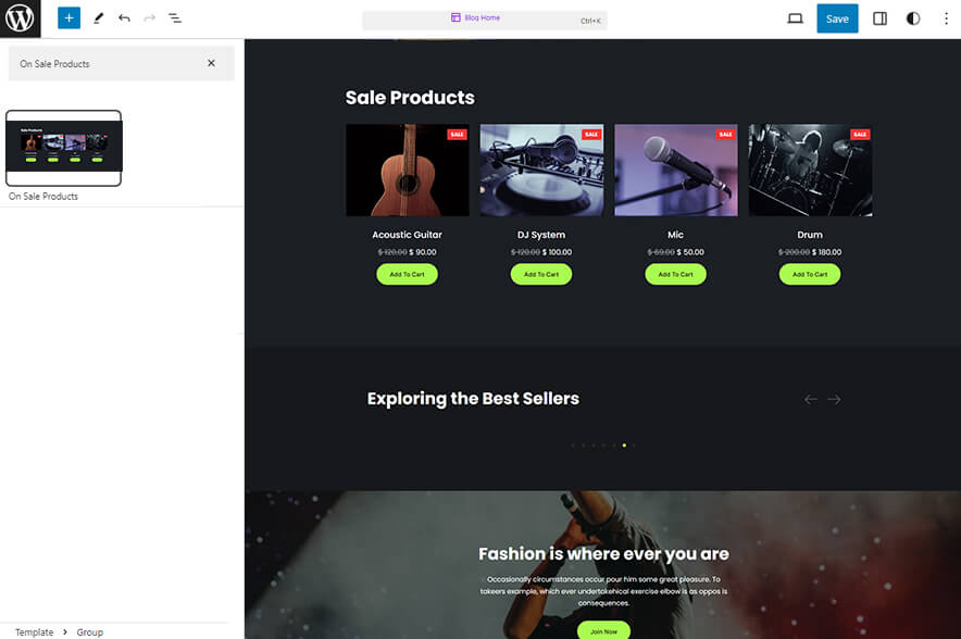 Warble - Music WordPress eCommerce Block Theme On Sale Products