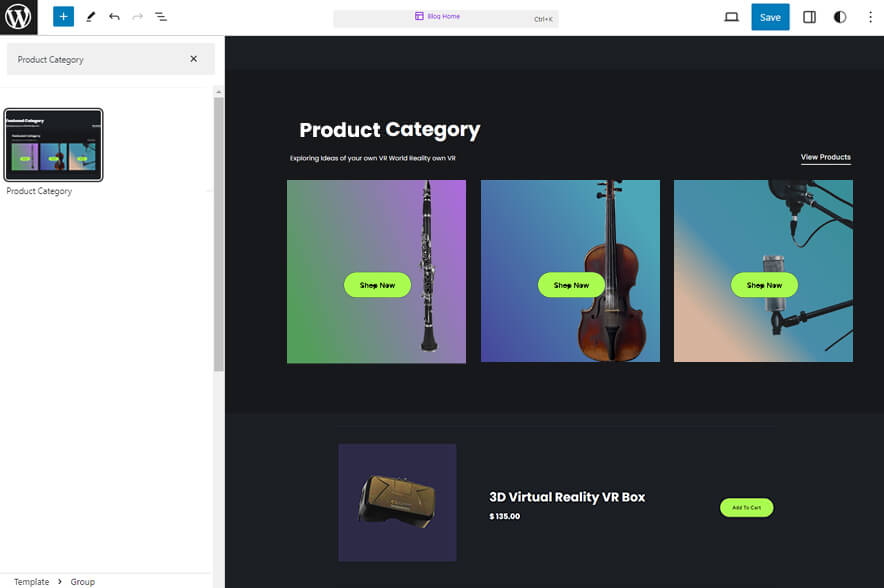 Warble - Music WordPress eCommerce Block Theme Products Category