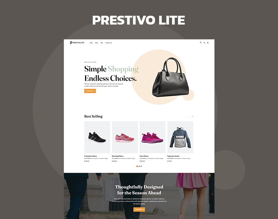 Prestivo Lite demo storefront for a fashion clothing store