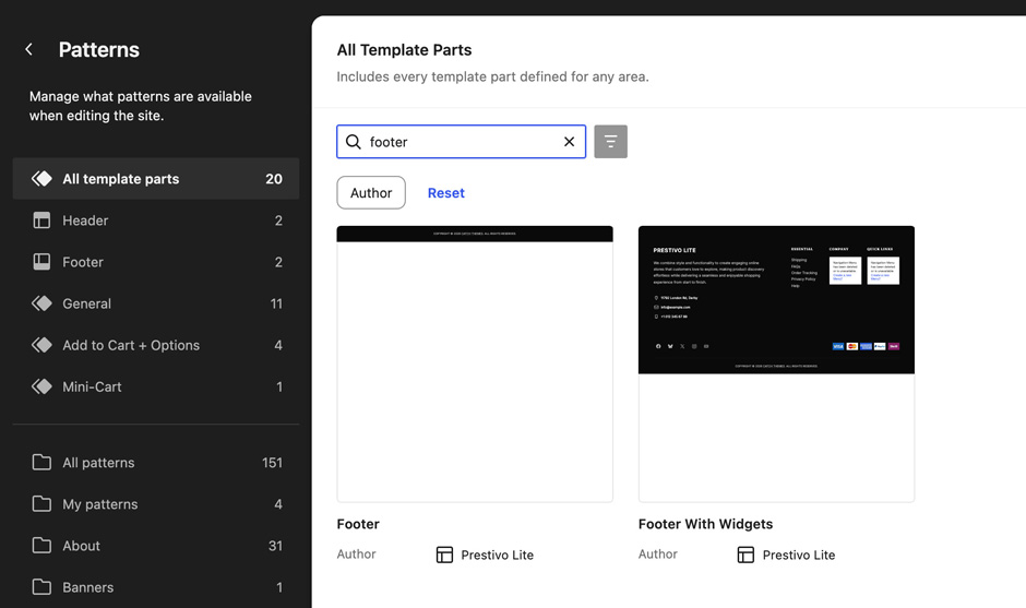 Footer Template Part