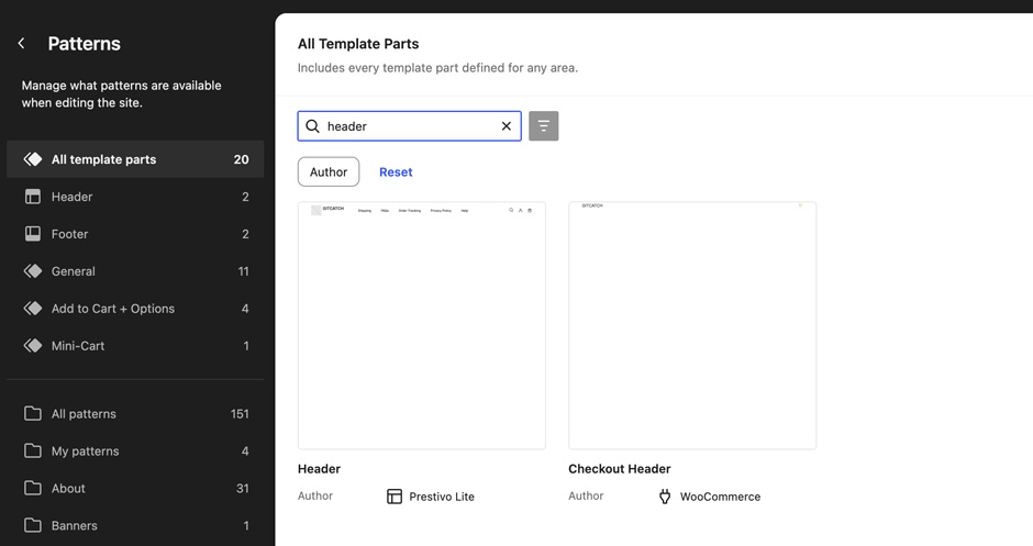 Header Template Part